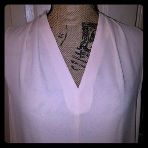 Soft Pink Sleeveless V neck Blouse
